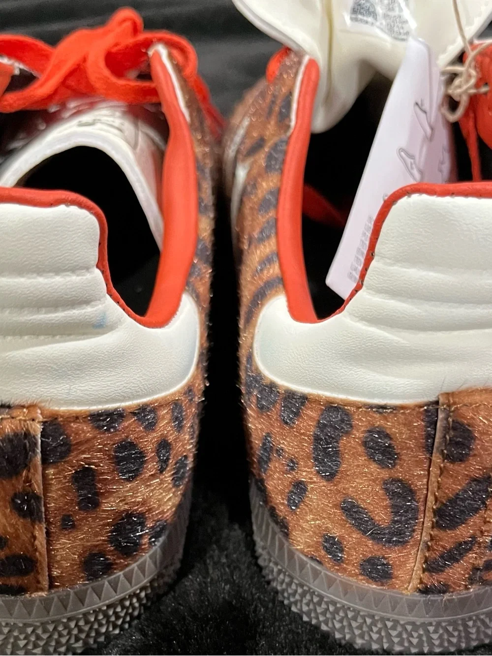 adidas Samba Leopard-Print Gazelle Sneakers with Orange Laces and White Stripes